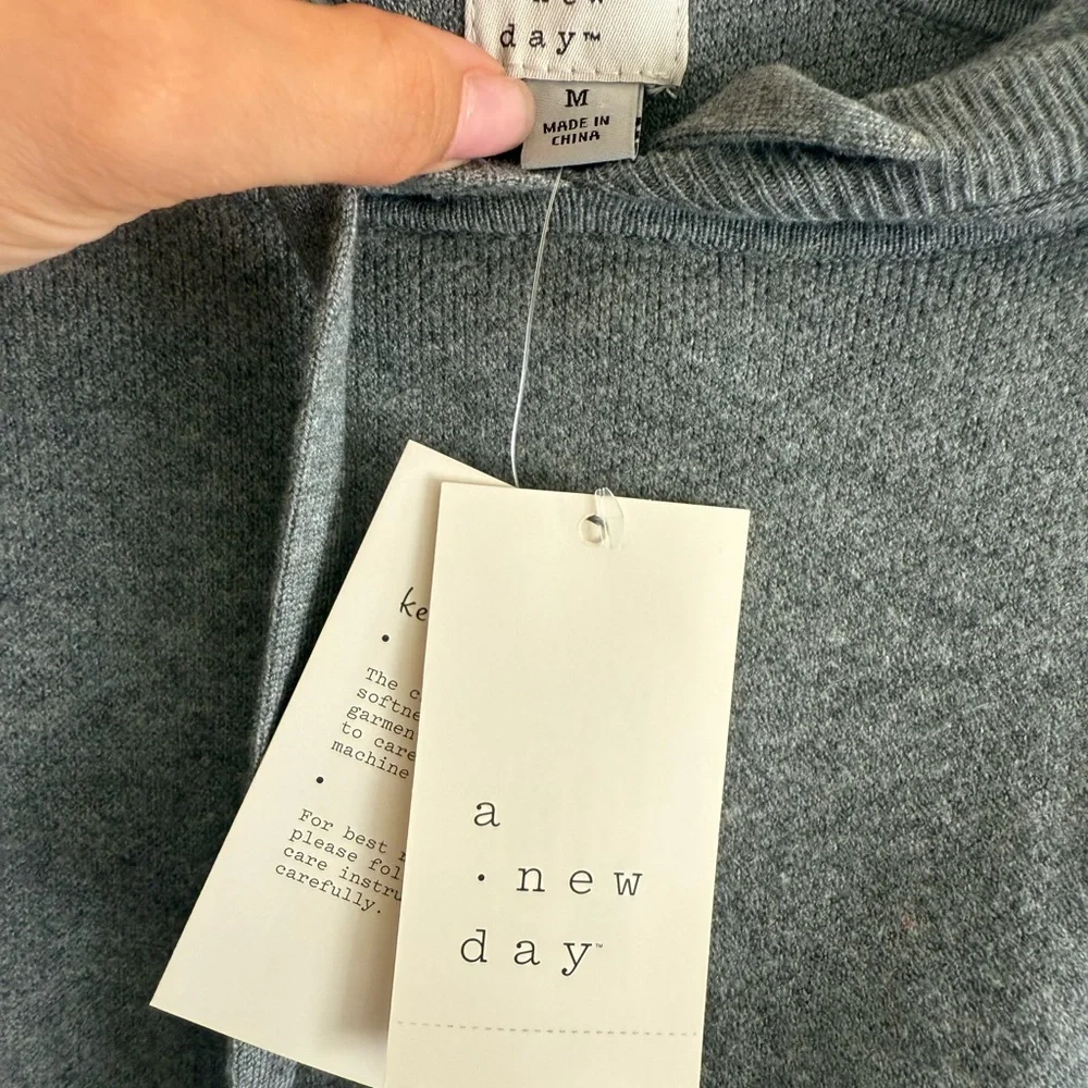 A New Day Men's Zip-Up Gray Sweater - Picture 2 of 3